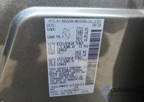 2018 Infiniti Qx60 z USA, uszkodzony, nr VIN 5N1DL0MM6JC533035